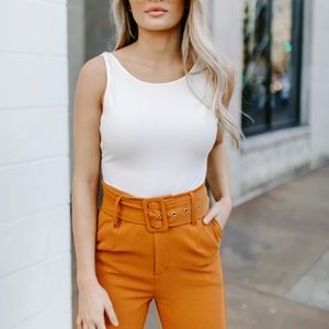 White ribbed bodysuit